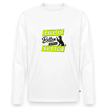 La vie est meilleure avec un setter - Vector Design - T-shirt manches longues Premium bio Homme - blanc - Devant - Nico (187cm)