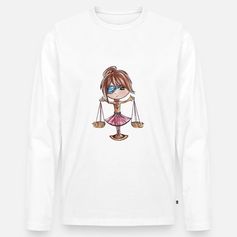 Sternzeichen: Waage - Männer Premium Bio Langarmshirt - Weiß