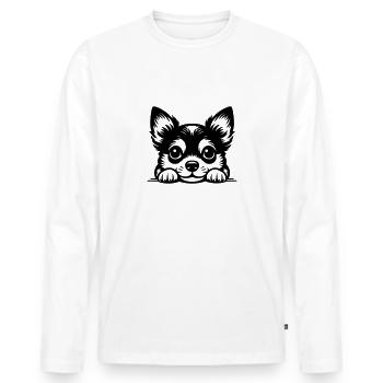 Reclining Chihuahua Vector Design - Men's Premium Organic Long Sleeve Shirt - white - Front - Nico (187cm)