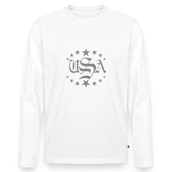 grey design - Männer Premium Bio Langarmshirt - Weiß - Vorne - Nico (187cm)