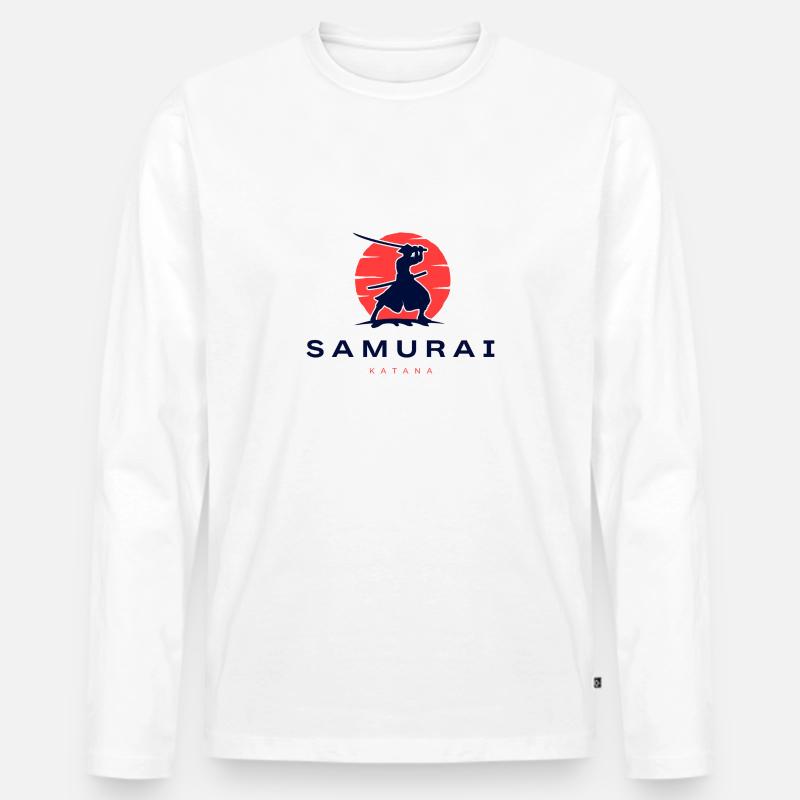 Samurai - Männer Premium Bio Langarmshirt - Weiß