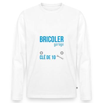 je veux juste bricoler dans mon garage - T-shirt manches longues Premium bio Homme - blanc - Devant - Nico (187cm)