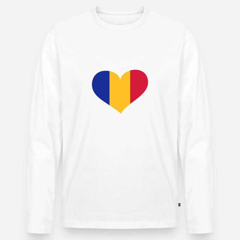 Rumänien Herz; Heart Romania - Männer Premium Bio Langarmshirt - Weiß