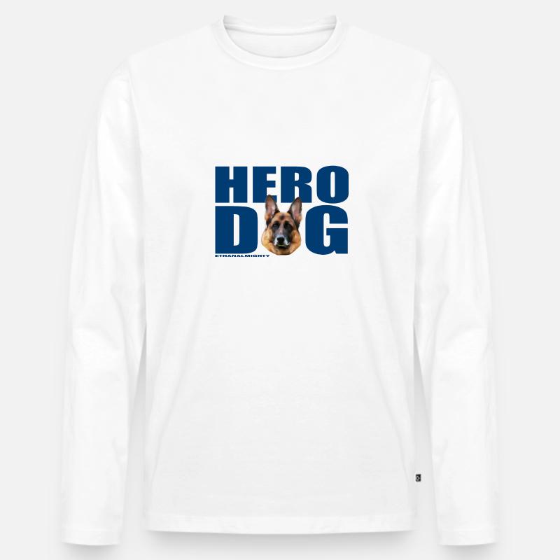 Heldenhund EthanAllmächtig - Männer Premium Bio Langarmshirt - Weiß