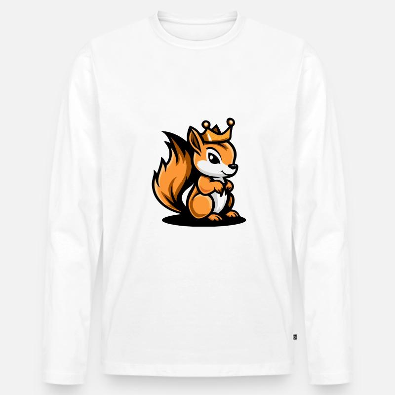 Eichhörnchen Comic Krone - Männer Premium Bio Langarmshirt - Weiß