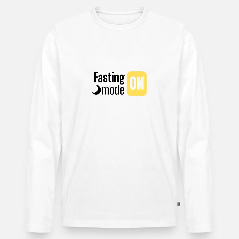 Fastenmodus AUF Textgestaltung - Männer Premium Bio Langarmshirt - Weiß