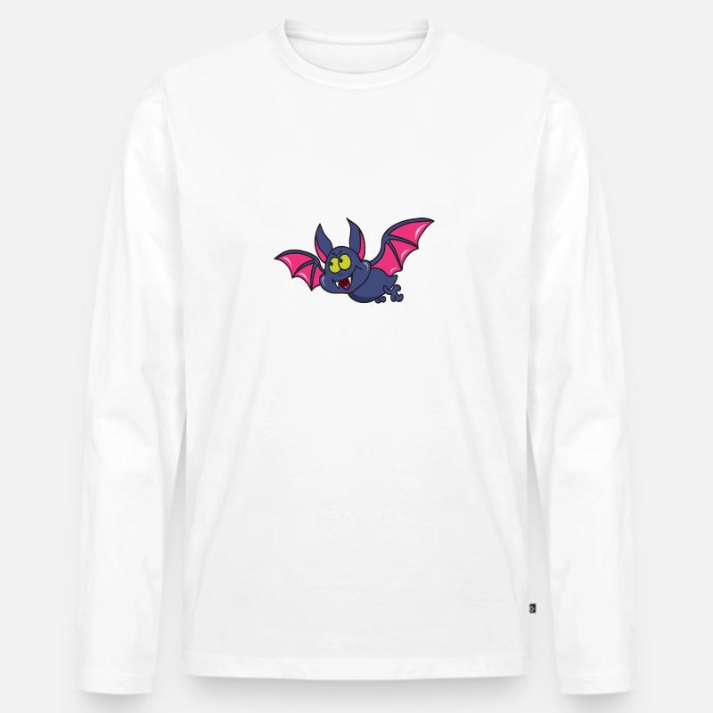 Fledermaus - Männer Premium Bio Langarmshirt - Weiß