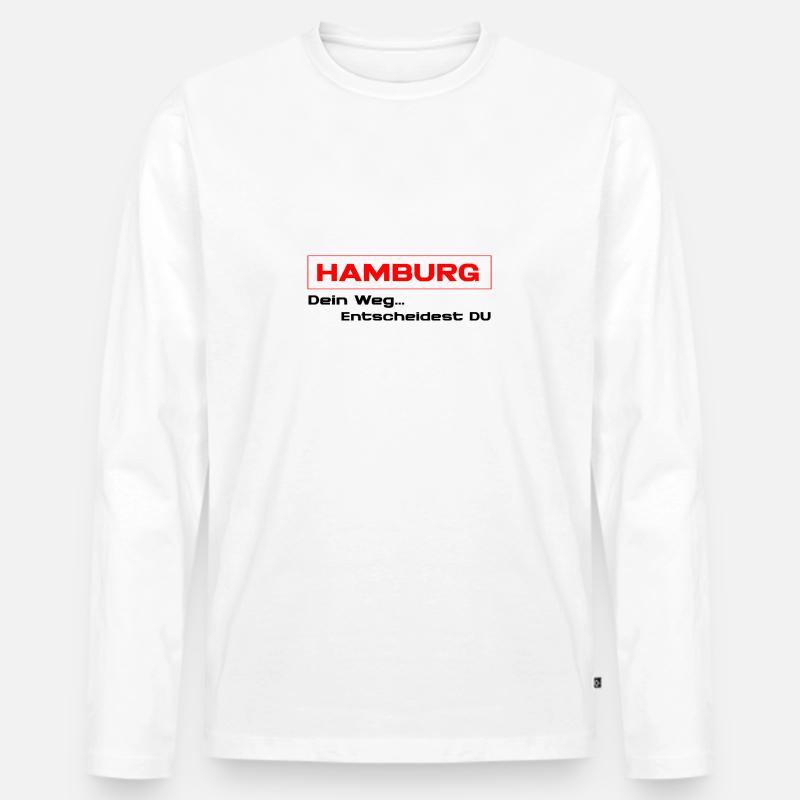 Hamburger Weg - Männer Premium Bio Langarmshirt - Weiß