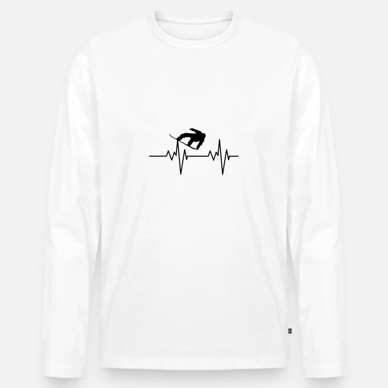 Snowboarder Pulse - Männer Premium Bio Langarmshirt - Weiß