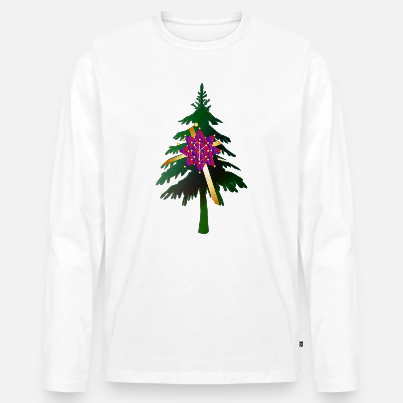 Christbaum oder Weihnachtsbaum & Geschenkschleife - Männer Premium Bio Langarmshirt - Weiß