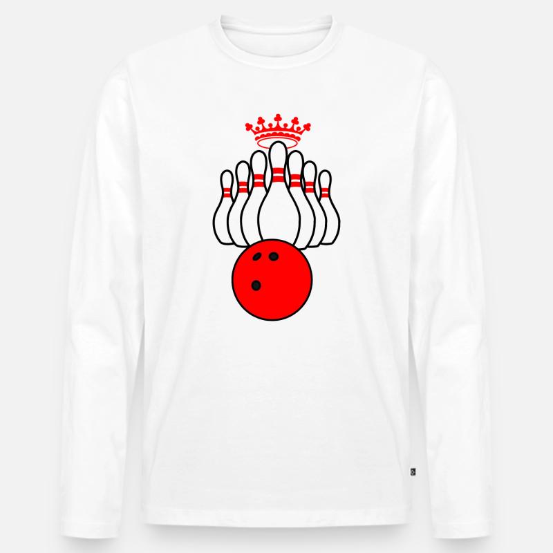 Bowling-König - Männer Premium Bio Langarmshirt - Weiß