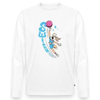 Looney Tunes Lola Bunny Swish! Basket-Ball Design - T-shirt manches longues Premium bio Homme - blanc - Devant - Nico (187cm)