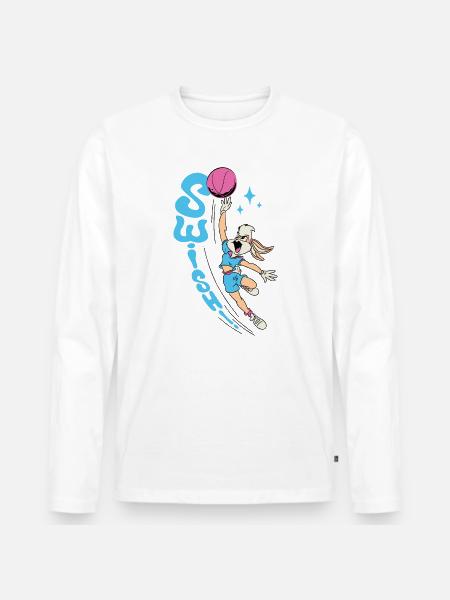 Looney Tunes Lola Bunny Swish! Basketball Design - Men's Premium Organic Long Sleeve Shirt - white