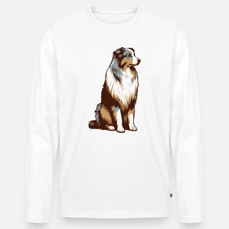 Australian Shepherd - Männer Premium Bio Langarmshirt - Weiß