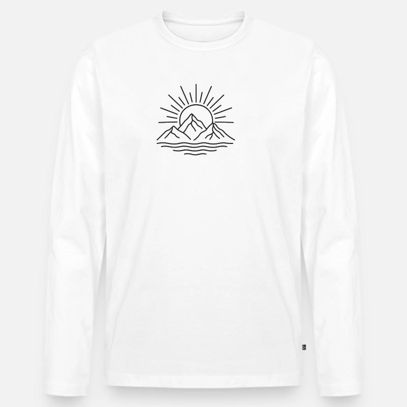 Minimalistisches Line-Art Design - Männer Premium Bio Langarmshirt - Weiß