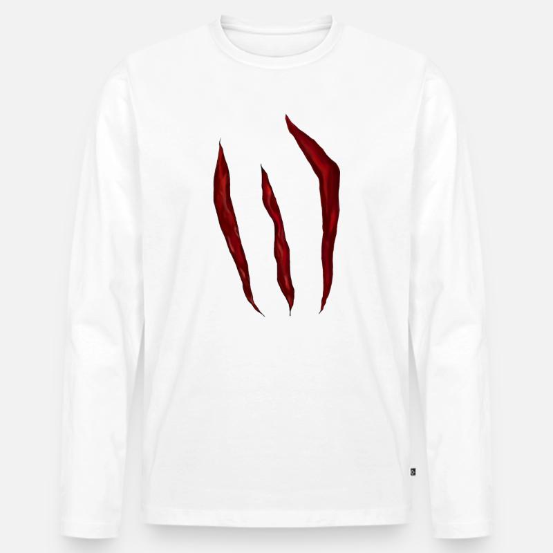 Blood-red scratch marks - Men's Premium Organic Long Sleeve Shirt - white