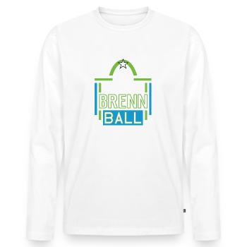 Brennball Jubiläum 10 Jahre Trainer Spieler Jubi - Männer Premium Bio Langarmshirt - Weiß - Vorne - Nico (187cm)