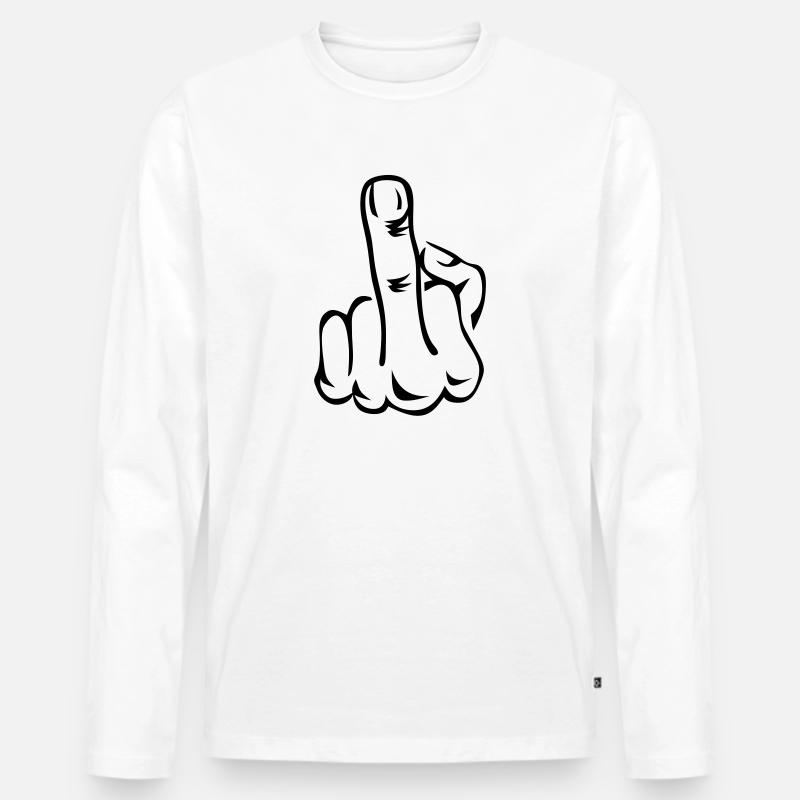 Stinkefinger Middle Finger 2c - Männer Premium Bio Langarmshirt - Weiß