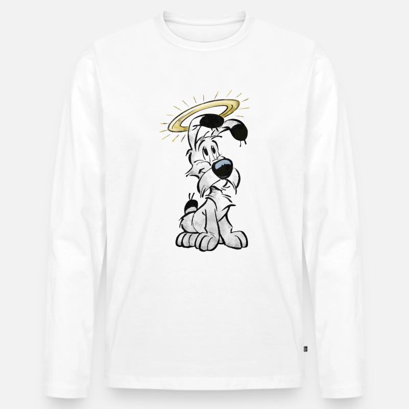 Asterix Idefix Mit Heiligenschein - Männer Premium Bio Langarmshirt - Weiß