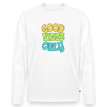 Good Vibes Only - Männer Premium Bio Langarmshirt - Weiß - Vorne - Nico (187cm)