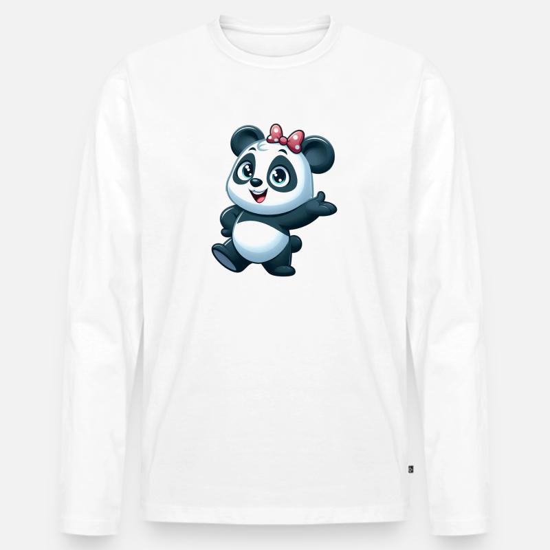 Panda 5 - Männer Premium Bio Langarmshirt - Weiß