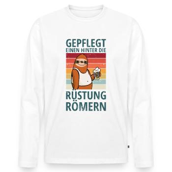 Faultier Spruch hinter die Rüstung Römern Bier - Männer Premium Bio Langarmshirt - Weiß - Vorne - Nico (187cm)