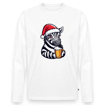 Zebra Christmas Beer Funny - Men's Premium Organic Long Sleeve Shirt - white - Front - Nico (187cm)