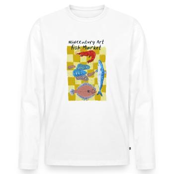 Marché aux poissons du milieu du siècle dernier - T-shirt manches longues Premium bio Homme - blanc - Devant - Nico (187cm)