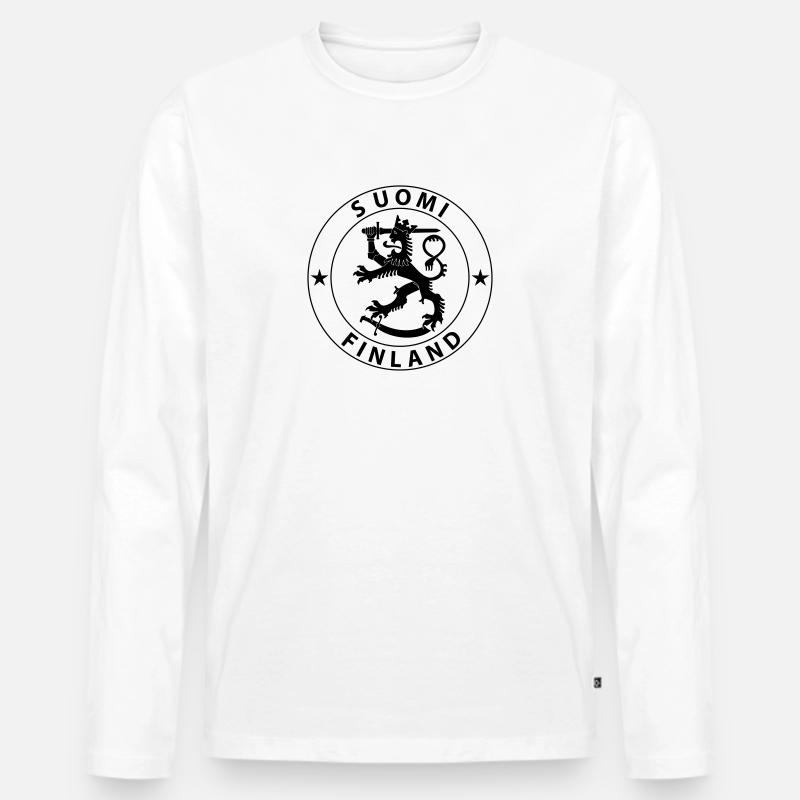 Finland - Männer Premium Bio Langarmshirt - Weiß
