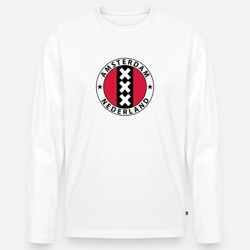 Amsterdam - Männer Premium Bio Langarmshirt - Weiß
