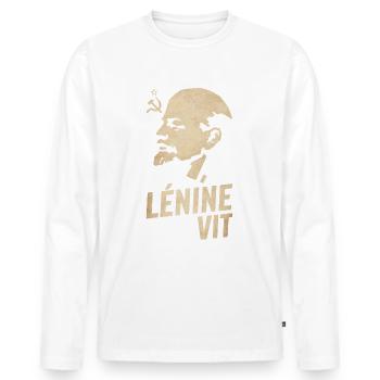 Lenin lebt - Männer Premium Bio Langarmshirt - Weiß - Vorne - Nico (187cm)