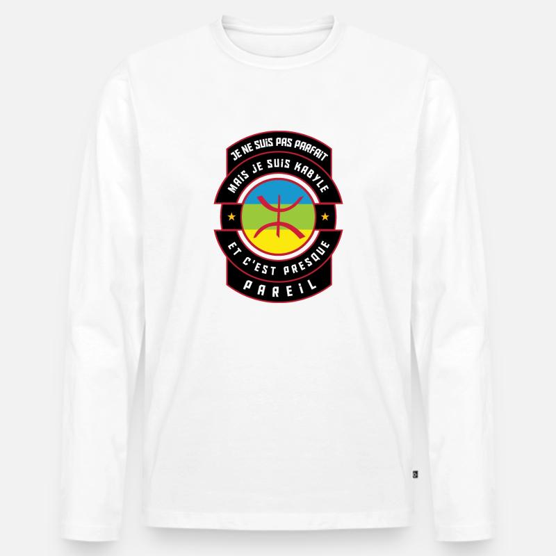 Ich bin Kabyle (männlich) - Männer Premium Bio Langarmshirt - Weiß