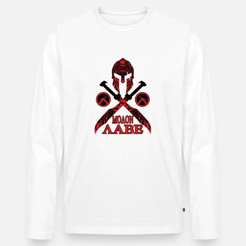 Molon Labe Spartaner Helm - Männer Premium Bio Langarmshirt - Weiß