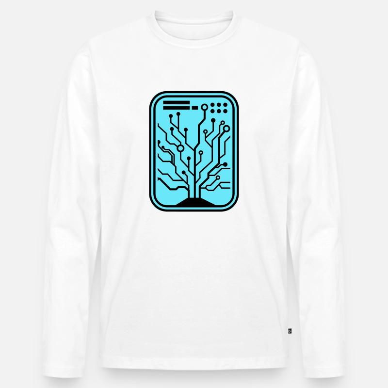 Micro Chip - Männer Premium Bio Langarmshirt - Weiß