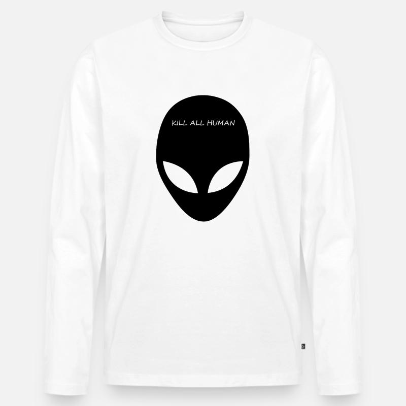 KILL ALL HUMAN - Männer Premium Bio Langarmshirt - Weiß