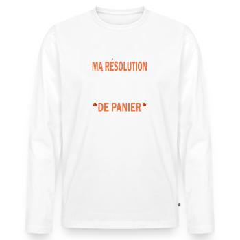 Ma résolution cette année mettre plus de panier - T-shirt manches longues Premium bio Homme - blanc - Devant - Nico (187cm)