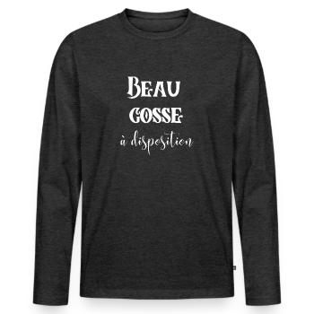 Beau gosse à disposition - T-shirt manches longues Premium bio Homme - anthracite chiné - Devant - Nico (187cm)