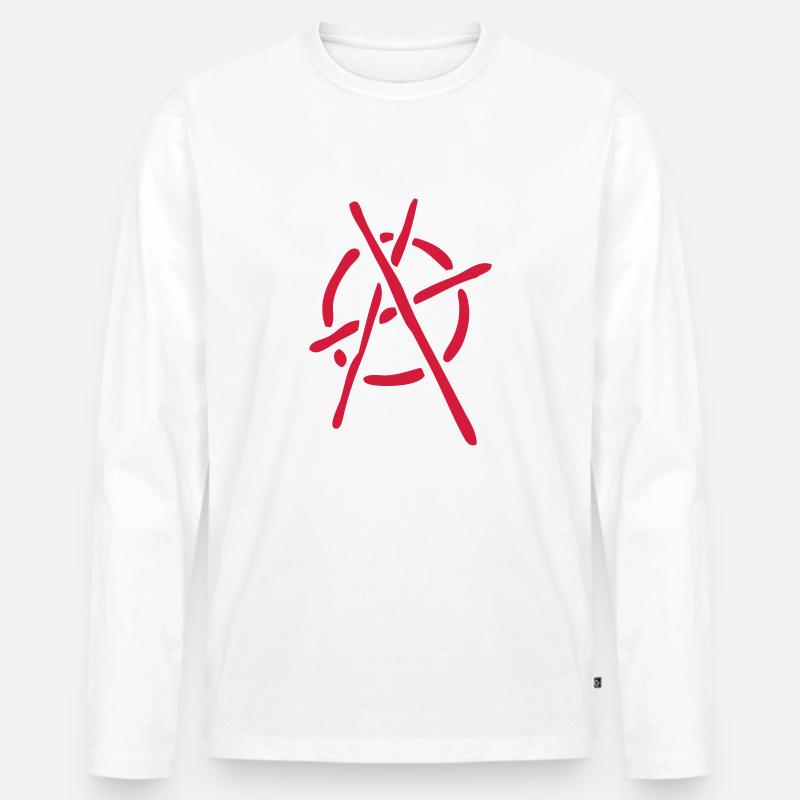 anarchy logo stencil - Männer Premium Bio Langarmshirt - Weiß