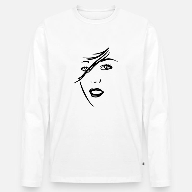 frau_gesicht - Männer Premium Bio Langarmshirt - Weiß