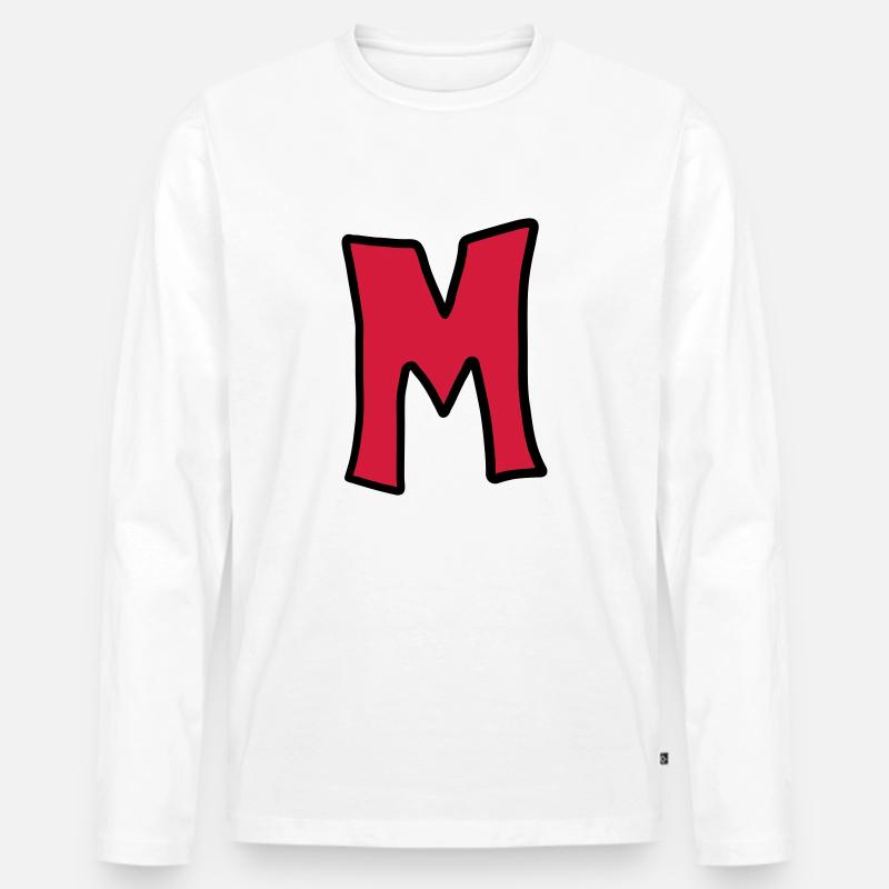 Buchstabe M Comic Cartoon - Männer Premium Bio Langarmshirt - Weiß