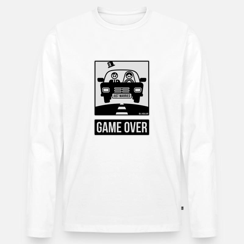 Just Married – Game Over (2C) - Männer Premium Bio Langarmshirt - Weiß