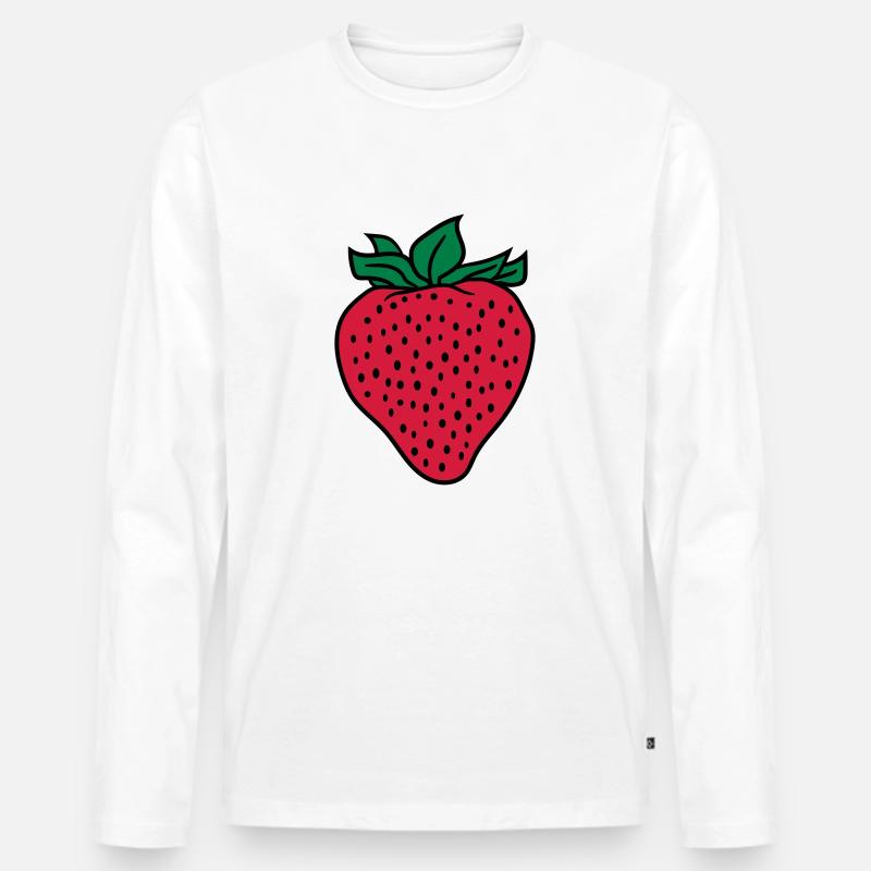 erdbeere - Männer Premium Bio Langarmshirt - Weiß