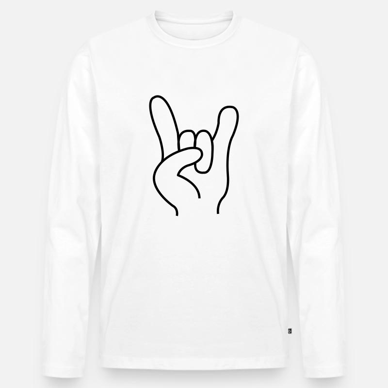 hand_rock_n_roll - Männer Premium Bio Langarmshirt - Weiß