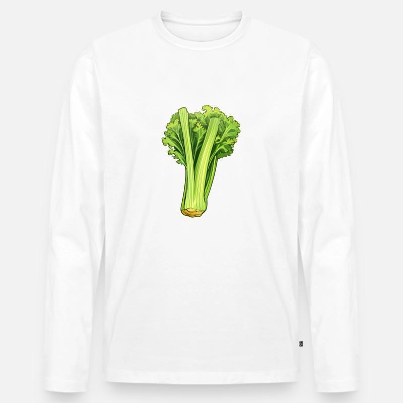 Staudensellerie oder Stangensellerie - Männer Premium Bio Langarmshirt - Weiß