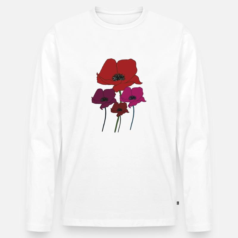 mohnblumenstrauss - Männer Premium Bio Langarmshirt - Weiß