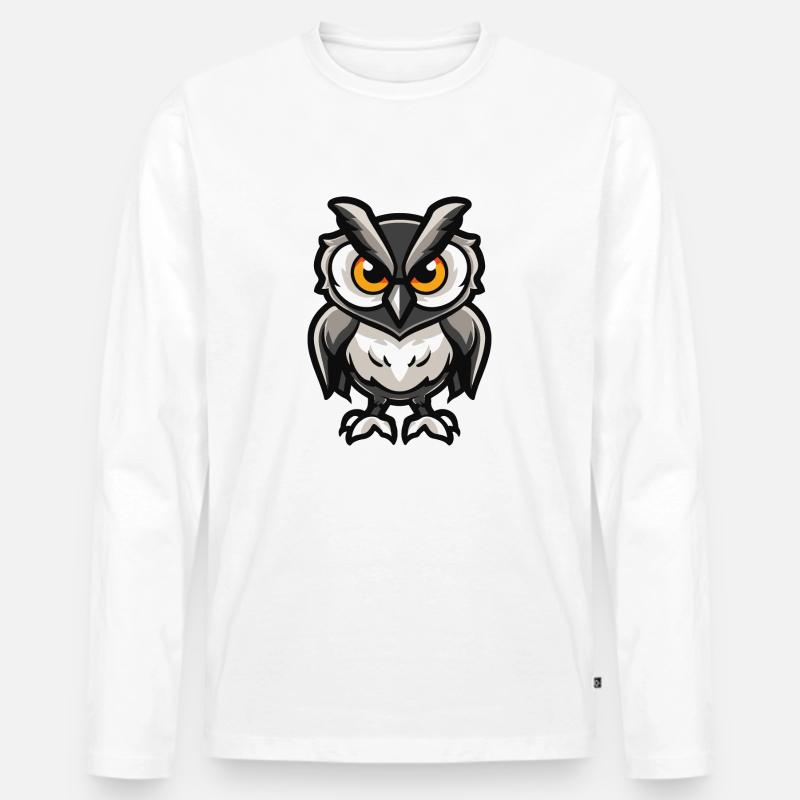 eule comic - Männer Premium Bio Langarmshirt - Weiß