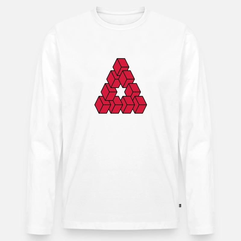 Optische Täuschung - Unmögliche Figur - Männer Premium Bio Langarmshirt - Weiß