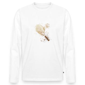 Tennis,Serve, Aquarelle, Joueur de tennis,Or - T-shirt manches longues Premium bio Homme - blanc - Devant - Nico (187cm)