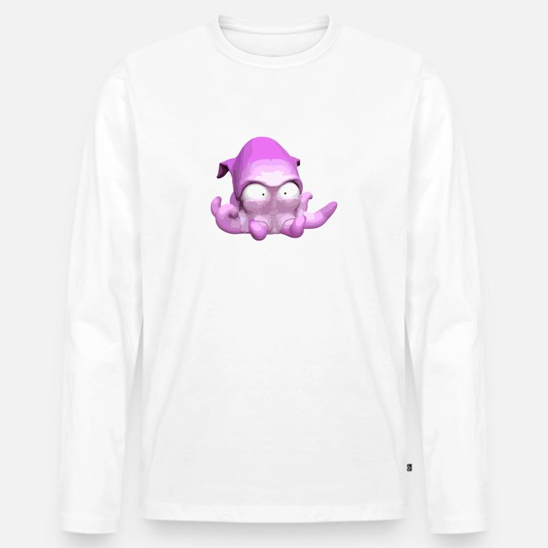 TintenfischMops - Männer Premium Bio Langarmshirt - Weiß