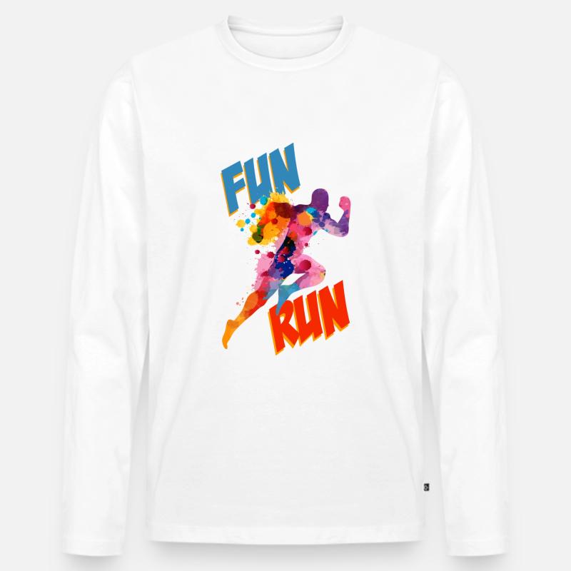 Fun Run Leichtathletik Sprinter - Männer Premium Bio Langarmshirt - Weiß